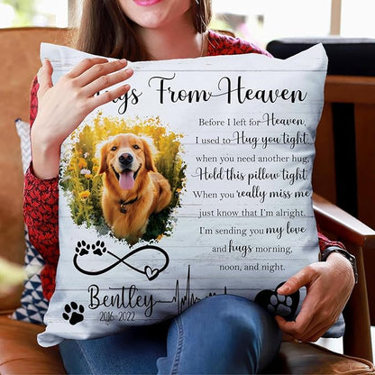 Q-Leo Custom Pet Memorial Throw Pillow (Insert Included) - Dog Loss Sympathy Gift, Photo Pillow Case Cover, Square Pet Pillows
