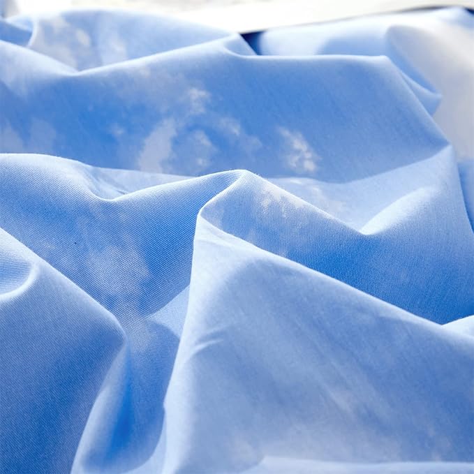 CLOTHKNOW Blue White Sky Full Size Comforter Sets 3Pcs Blue Bedding Comforter Sets Blue Comforter Light Blue Comforter with 2 Pillowcases