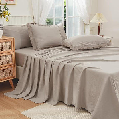 Andency Oversized King Comforter Set with Sheets 128x120 Wheat - 7 Pieces Bed in a Bag Boho Soft Lightweight Bedding Sets, Tassel Bed Set with Comforter, Sheets, Pillowcases & Shams