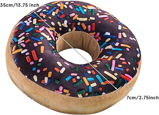 HYSEAS Round Throw Pillow 14 Inch Chocolate Donut, 3D Digital Print Decorative Comfortable Soft Plush Funny Food Shaped Pillow Light Weight Seat Pad Cushion for Couch, Chair, Floor, Sofa