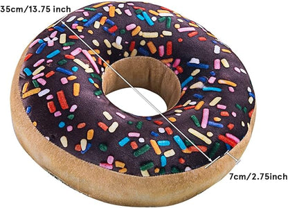 HYSEAS Round Throw Pillow 14 Inch Chocolate Donut, 3D Digital Print Decorative Comfortable Soft Plush Funny Food Shaped Pillow Light Weight Seat Pad Cushion for Couch, Chair, Floor, Sofa, 2 Pack