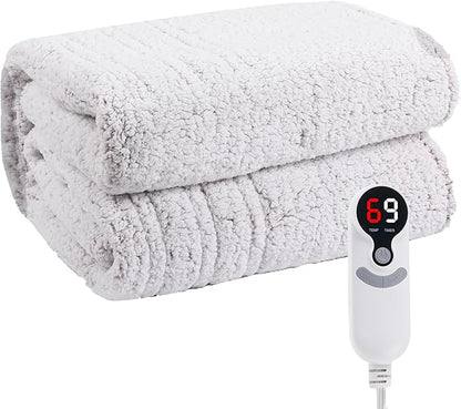 Electric Heated Blanket Full Size 72"×84" with 9 Heating Levels & 1-10Hs Auto Off，Double Sided Plush Sherpa, Energy Efficient, Machine Washable, for Couch & Bed, Light Gradient Purple