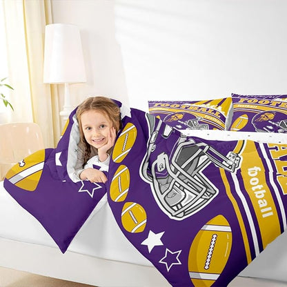 Feelyou Football Bedding Set Boys Girls Queen Size Rugby Sports Comforter Set Sports Themed Women Men Football City Duvet Quilt Bedroom Decor