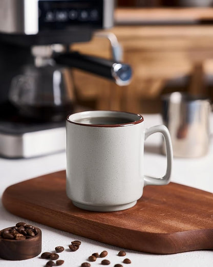 famiware Coffee Mugs Set of 4, Nebula 14oz Coffee Mugs, Ceramic Cup Set with Handle for Latte, Tea, Milk, Cappuccino, Cocoa, Light Gray (Pack of 2)