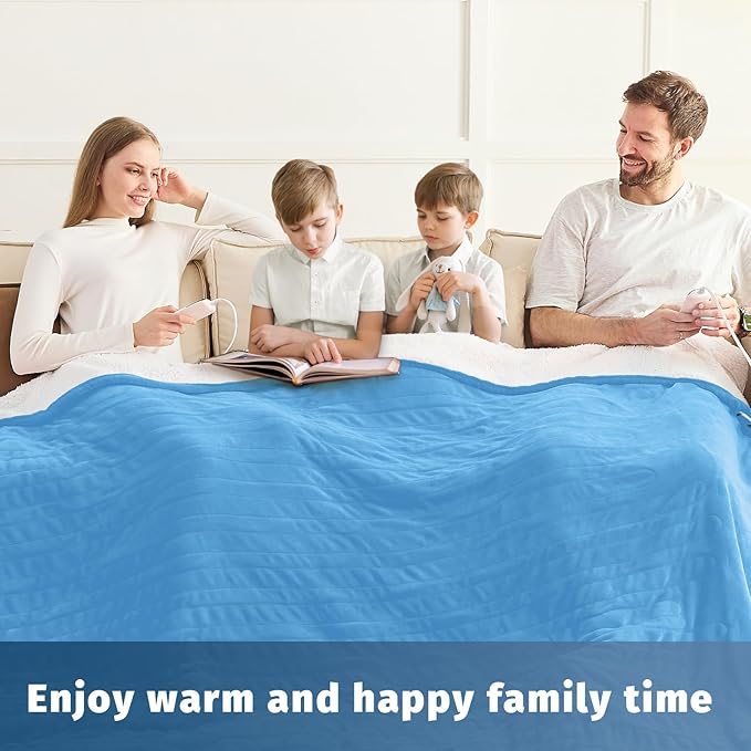 Heated Electric Blanket King Size - 90" x 100" Heating Blanket with Dual Control, 10 Heating Levels & 8 Hours Auto Off, Soft Warm Flannel Blanket, Christmas Birthday Gifts for Senior Grandma