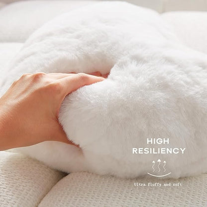 YRXRUS Heart Pillow, White Heart Pillows for Valentine's Day, Love Pillow Gifts, 14X17 Inch Large Heart Shaped Pillows, Faux Rabbit Fur Coquette Room Decor Throw Pillows, Living, Bedroom