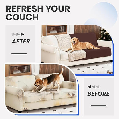 Waterproof Dog Blanket, Non-Slip Soft Pet Bed Cover, Couch Cover for Dogs Washable, Protects Sofa, Furniture, Crate, Car, Tear Resistant Leakproof Pet Blanket (52x82 Inch, Coffee)