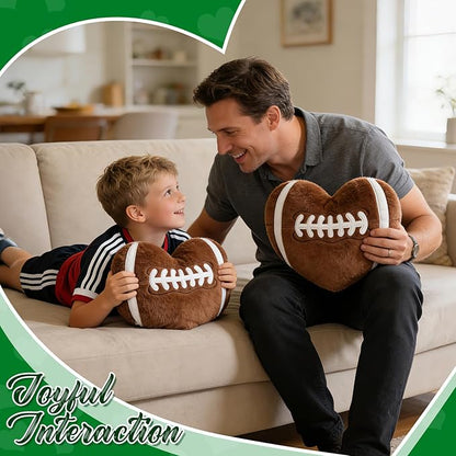 2Pcs Football Throw Pillow, 11 in Soft Embroidered Fluffy Football Pillow, Stuffed Plush Heart Shape Football Pillow for Bedrooom Couch Bed Decoration, Gift for Football Lover, Player, Team