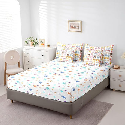 Feelyou Colorful Bow Comforter Set with Sheets Queen Size Kids Bowknot 7 Pieces Bedding Set for Boys Girls Teens Gift for Girls Women Bed in a Bag Breathable Princess Décor Bed Set