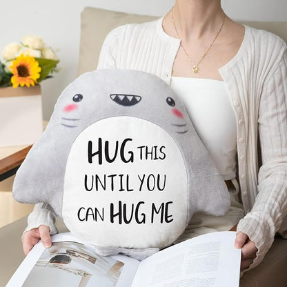 Anniversary/Birthday Gifts for Her/Him/Girlfriend/Boyfriend, Long Remote Distance Relationship Gifts- Novelty Cute Shark Pillow- I Love Miss You Gift for Her/Him, 15”×15”