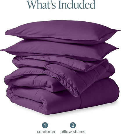 Bare Home Comforter Set - Oversized Queen Size - Ultra-Soft - Goose Down Alternative - Premium 1800 Series - All Season Warmth (Oversized Queen, Plum)
