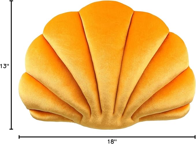 Yi-gog Seashell Pillow Sea Shaped Decorative Princess Throw Pillow 3D Velvet Soft Ocean Cute Throw Pillows for Bed Couch Chair Sofa Room 18 X 13 inch