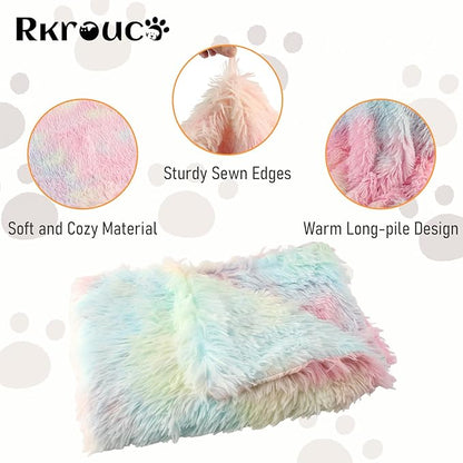Pets Bed Blanket Dogs Reversible Soft Dog Throw Blankets Cats Mat Sleeper Fuzzy Pet Couch Covers Washable Cat Puppy Cover for Beds Sofa Travel Double Sided Furniture Protection (Colorful Pink,M)