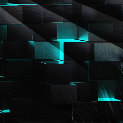 Neon Turquoise Black Comforter Set Queen Geometric Kids Bedding Set,3 PCS Geometry Honeycomb Bed Set Modern Quilt Set 1 Comforter 2 Pillow Cases Cool Room Decor All Season B-Side Black