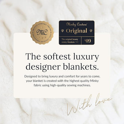 Minky Couture Hugs Blanket - Extra Plush Blanket for Premium Gifting - Stretchy Bubbled Cozy Throw - Silky Smooth - Durable & Machine-Washable - Travel-Friendly - Adult, Cream