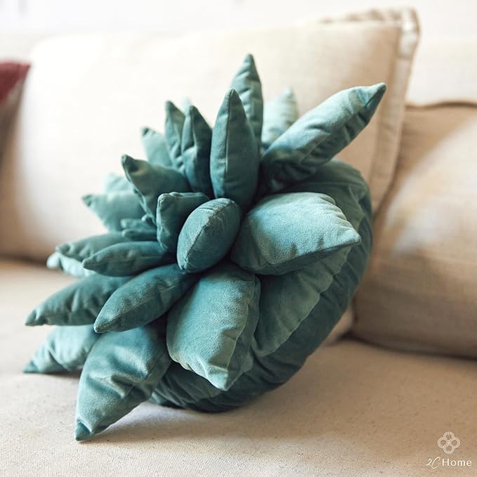 3D Mist Green Plant-Inspired Pillow | Large 17 Inch Plant Pillow | Cute Decorative Throw Pillow | Soft Plush Decorative Cushion | Plush Cushions for Bedroom and Home Decoration