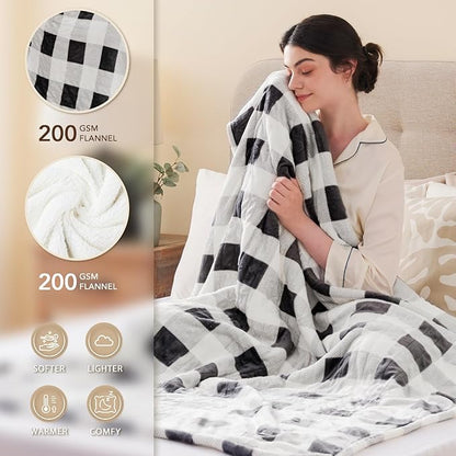 Homemate Electric Blanket Heated Twin Size - 62“x84“ Ultra Soft Cozy Flannel Heating Blanket with 10 Fast Heat Levels 8 Hours Auto Off Over-Heated Protection ETL Certification Keep Warm in Home