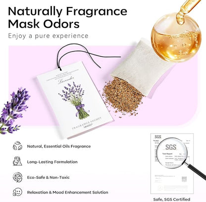 MYARO 12 Packs Scented Sachets for Drawer and Closet, Long-Lasting Potpourri Bags Closet Air Freshener Home Fragrance Sachet 3 Scents Options- Lavender, Bloomy Flower, Gardenia