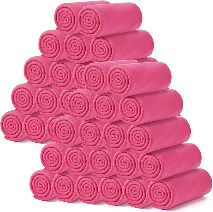 Kinlop Fleece Blanket Bulk 60 x 50 Inch Soft Lightweight Fleece Cozy Blanket Warm Throw Plush Pet Throw for Bed Couch Sofa Home Office Wedding Gifts Travel Camping(Azalea Pink)