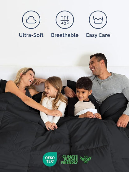 Full Comforter Set - 5 Piece Bed in a Bag Full Size Bed Set - Down Alternative Comforter, Flat Sheet, Fitted Sheet, Pillowcase & Shams for All Seasons - Ultra Soft, Cozy, Comfy and Breathable - Black