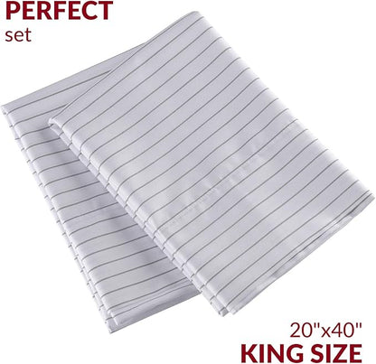 Mellanni Pillow Cases - Luxury, Extra Soft, Cooling Pillow Covers - 2 PC Iconic Collection Pillowcases - Envelope Closure (King 20" x 40", Pinstripe Gray)