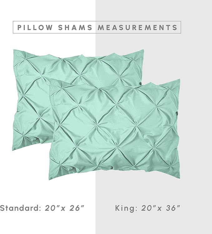 Elegant Comfort 8-Piece Pinch Pleated Comforter Set - All Season Complete Bed in a Bag, Includes 4pc Smart Sheet Set, Bed Skirt, Comforter, Matching Pillowcases and Shams, King/Cal King, Mint Green
