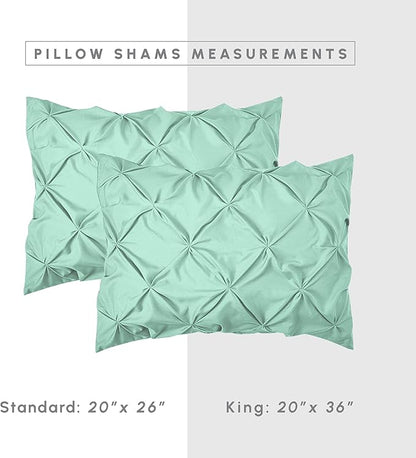Elegant Comfort 8-Piece Pinch Pleated Comforter Set - All Season Complete Bed in a Bag, Includes 4pc Smart Sheet Set, Bed Skirt, Comforter, Matching Pillowcases and Shams, Full/Queen, Mint Green