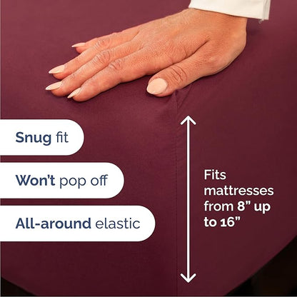 Cal King 6 Piece Sheet Set - Comfy Breathable & Cooling - Ultra-Soft Hotel Luxury Bedding Set w/ 8-16 Inch Deep Pockets - 1 Flat & 1 Fitted Sheet & 4 Pillowcases - Wrinkle Free & Easy Care - Burgundy