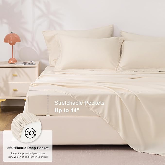 Love's cabin King Size Comforter Set Beige, 7 Pieces King Bed in a Bag, All Season Bedding Sets with 1 Comforter, 1 Flat Sheet, 1 Fitted Sheet, 2 Pillowcase and 2 Pillow Sham