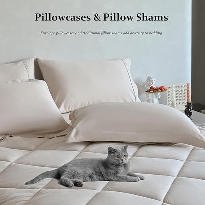 Newspin Full Comforter Set Beige - Bed in a Bag Full Size 8 Pieces, All Season Bed Set, Fluffy Comforter Set with Sheets, Sheet Set Quilt Blanket, Pillowcases & Shams & Bed Skirt