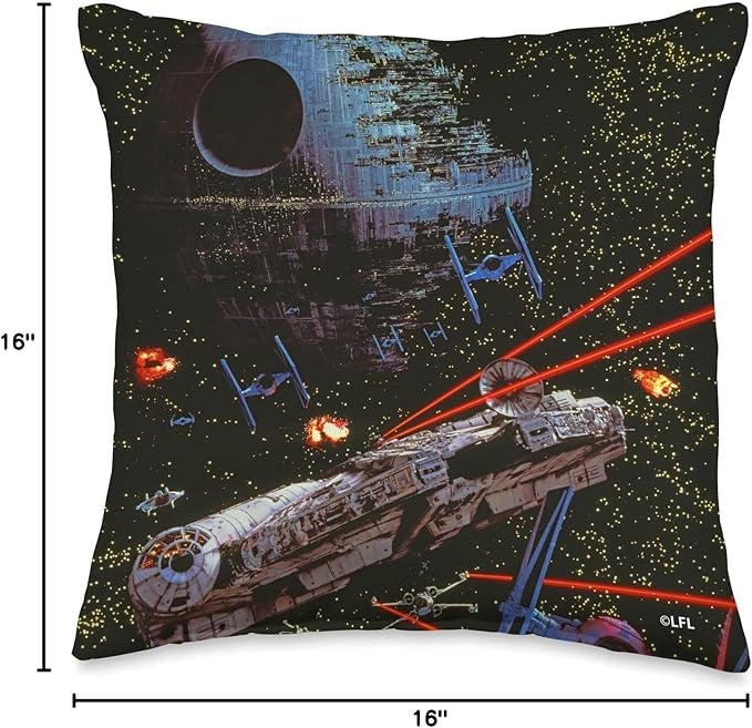 Star Wars Return of the Jedi Death Star II Battle Black Throw Pillow