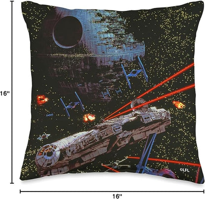 Star Wars Return of the Jedi Death Star II Battle Black Throw Pillow