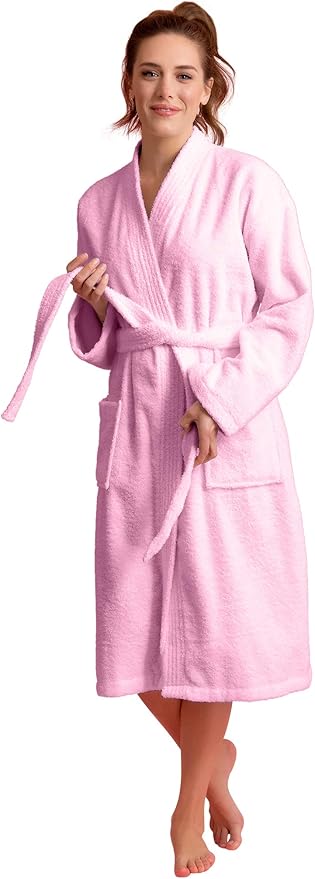Soft Touch Linen Women's Robe Terry Cotton Cloth- Kimono Style- Thick, Breathable & Comfortable- Lightweight & Absorbent