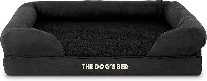 The Dog’s Bed Orthopedic Memory Foam Dog Bed with Bolsters, Plush Fabric, Black Plush, M