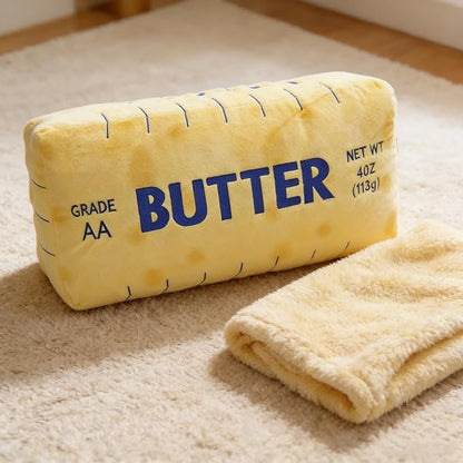 Jumbo Butter Pillow 32 Inch - Soft Yellow & Blue Valentine's Day Cushion, Oversized Cuddly Butter Stick Pillow for Home Decor, Hugging & Lounging, Quirky Gift for Adults