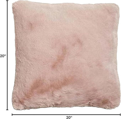 UnHide Squish - Faux Fur Pillow - Extra Soft Throw Pillow - Square Shaped Pillow, Polyester Fill - Machine Washable - Perfect for Living Room, Bedroom, or Guest Room - 20” x 20” - Rosy Baby