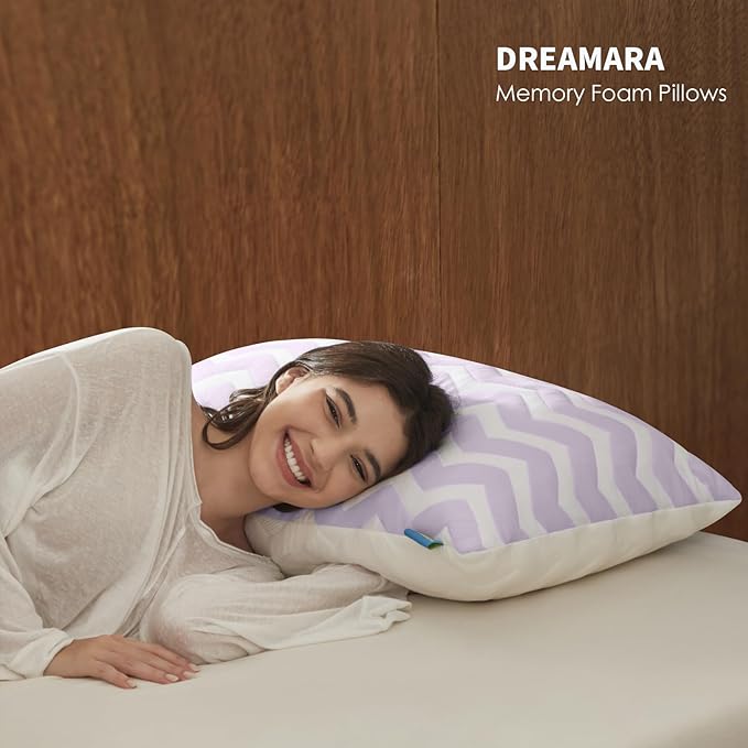 Dreamara Cooling Bed Pillows Queen Size Set of 2 – Adjustable Loft Shredded Memory Foam Pillows for Side, Back & Stomach Sleepers, Supportive & Breathable for Hot Sleepers (Mauve)