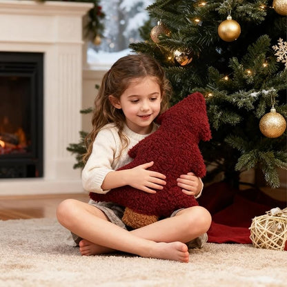 Artmag Christmas Pillows, Decorative Christmas Tree Pillow Stuffed Tree Shaped Plush Pillow for Holiday Party Sofa Living Room Decoration (15.5" x 14.5", Red)