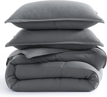 Casa Platino Comforter Queen Bed Set- Cozy Queen Comforter Set - Ultra Soft & Breathable Pre-Washed 100% Hydro-Brushed Queen Bedding Sets - Super Soft & Cozy Bedding Comforter Set Queen Size- Charocal