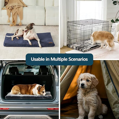 Dog Crate Pad - Extra Large Dog Beds with Removable Washable Cover and Waterproof Lining - XXL Memory Foam Pet Bed for Crate - Reversible Kennel Mat (Cool & Warm), 48-inch, Dark Grey