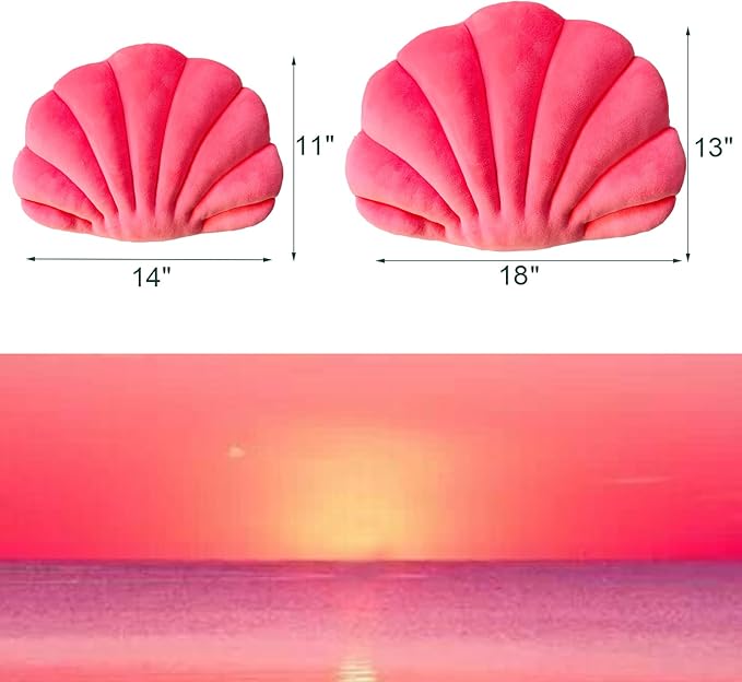 YRXRUS Seashell Pillow, Peach Pink Shell Shaped Pillow, Outdoor Indoor Room Decor, Ocean Series Velvet Pillows, Throw Pillows for Patio, Bedroom Living Kids Room 3D Insert Pillow 18x13 Inch
