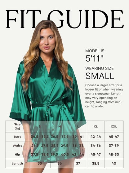 Turquaz Women's Bride Bridesmaids Silky Robe Satin Kimono Robes for Women Lingerie