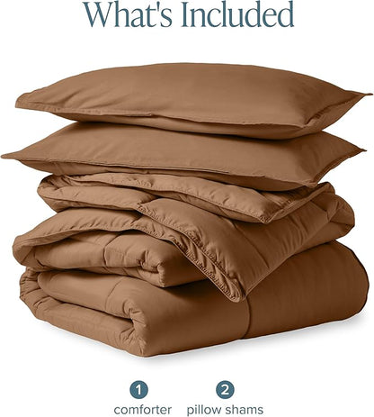 Bare Home Comforter Set - Queen Size - Ultra-Soft - Goose Down Alternative - Premium 1800 Series - All Season Warmth (Queen, Caramel)