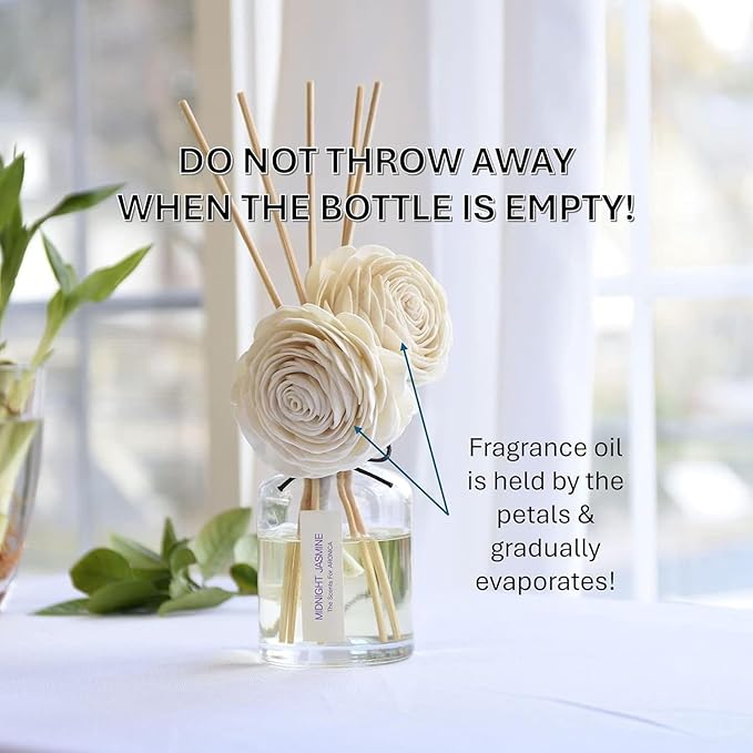 Aronica Twin Sola Diffuser - White Rose Fragrance, 160ml / 5.41 Floz, Colorful Bathroom Decor Airfreshener, Rose Reed Diffuser, Shelving Décor