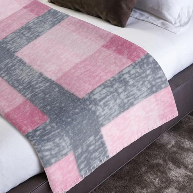 ZYFZCYBL Fleece Throw Blankets for Couch Bulk Lightweight Warm Soft Cozy Blanket 6 Pack Bulk Fleece Blanket Solid for Bed Couch Office Gifts Outdoor 50 x 60 inch Pink and Grey