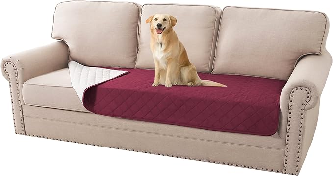 H.VERSAILTEX Couch Cover for Dogs Washable 100% Waterproof Sofa Cushion Cover Dog Bed Cover Non-Slip Pet Blanket for Sofa Cushion Protector, 35" x 82", Burgundy