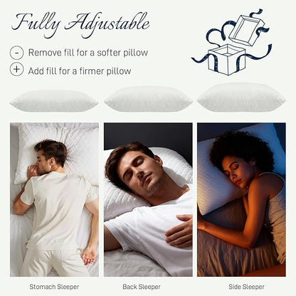 Bed Pillows Cross Cut Memory Foam for Sleeping,Queen Size Bedding Pillow(White), Washable Supportive Pillow for Sleeping, Adjustable Density for Back, Stomach and Side Sleeper