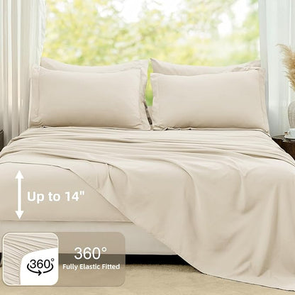 FUANNA King Size Comforter Sets Cream White, 7 Pieces Soft Bedding Set, All Season Lightweight Bed in a Bag with Comforter, Flat Sheet, Fitted Sheet, Pillowcases & Shams