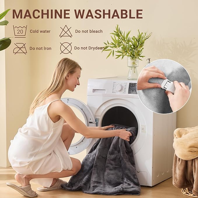 Electric Heated Blanket Queen Size 84''x90'' Soft Flannel & Sherpa Electric Blanket with 10 Heating Levels, Automatically Shut Down After 8h with Overheat Protection Machine Washable
