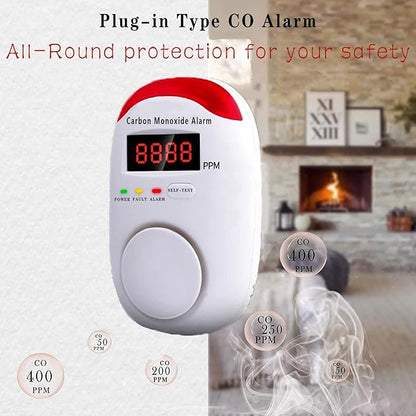 Carbon Monoxide Detectors Portable Carbon Monoxide Detector for Travel Plug in Wall with LED Digital Display Voice Light Plug and Play